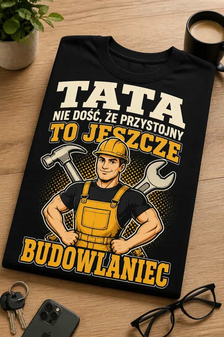 Koszulka tata nie dość że przystojny to budowlaniec