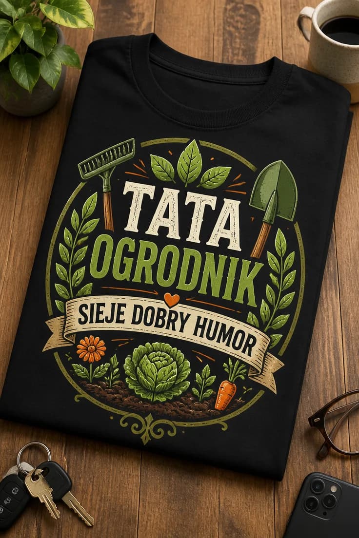 Koszulka tata ogrodnik sieje dobry humor