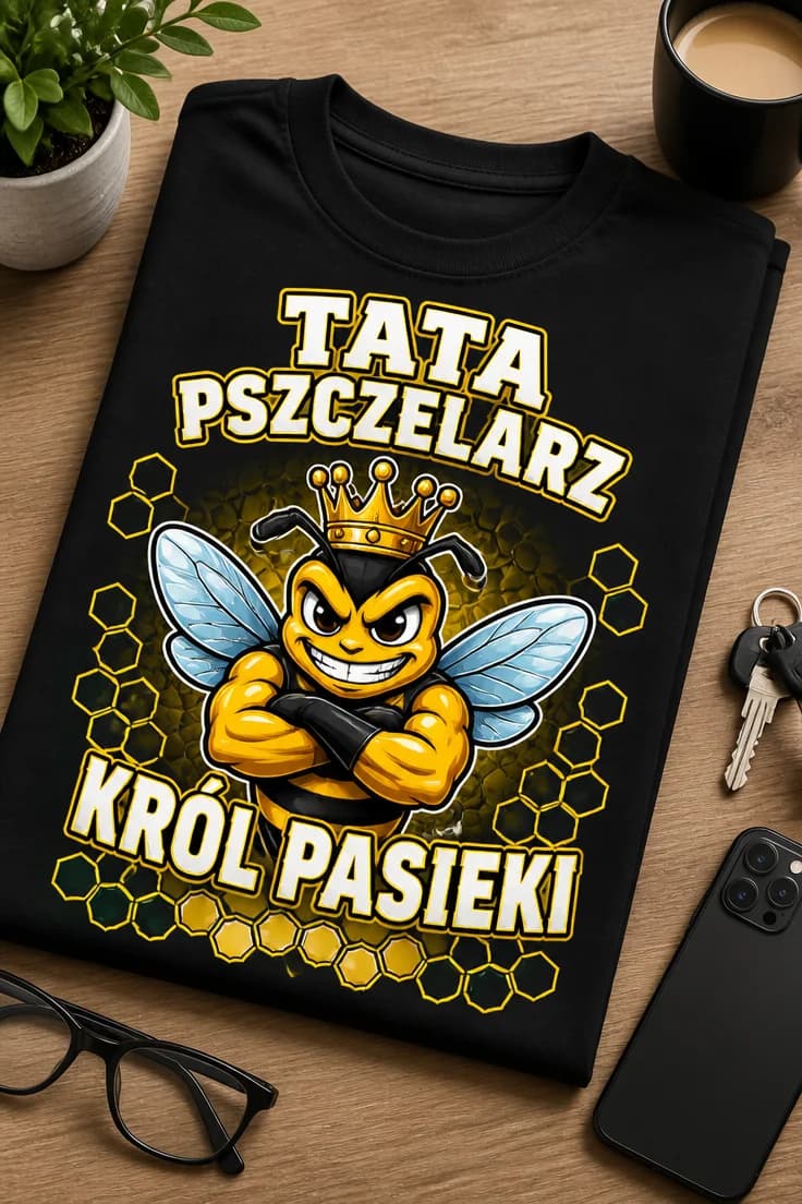 Koszulka dla taty pszczelarza – Tata Pszczelarz Król Pasieki