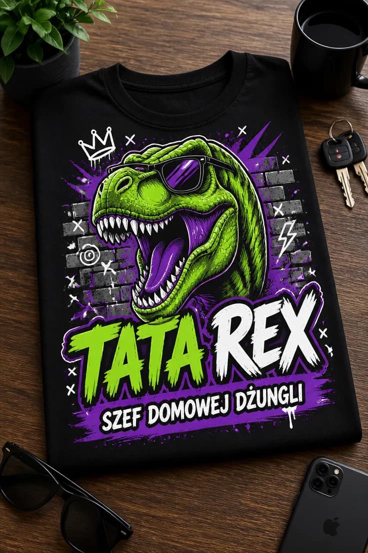 Koszulka dla taty – Tata Rex Szef Domowej Dżungli
