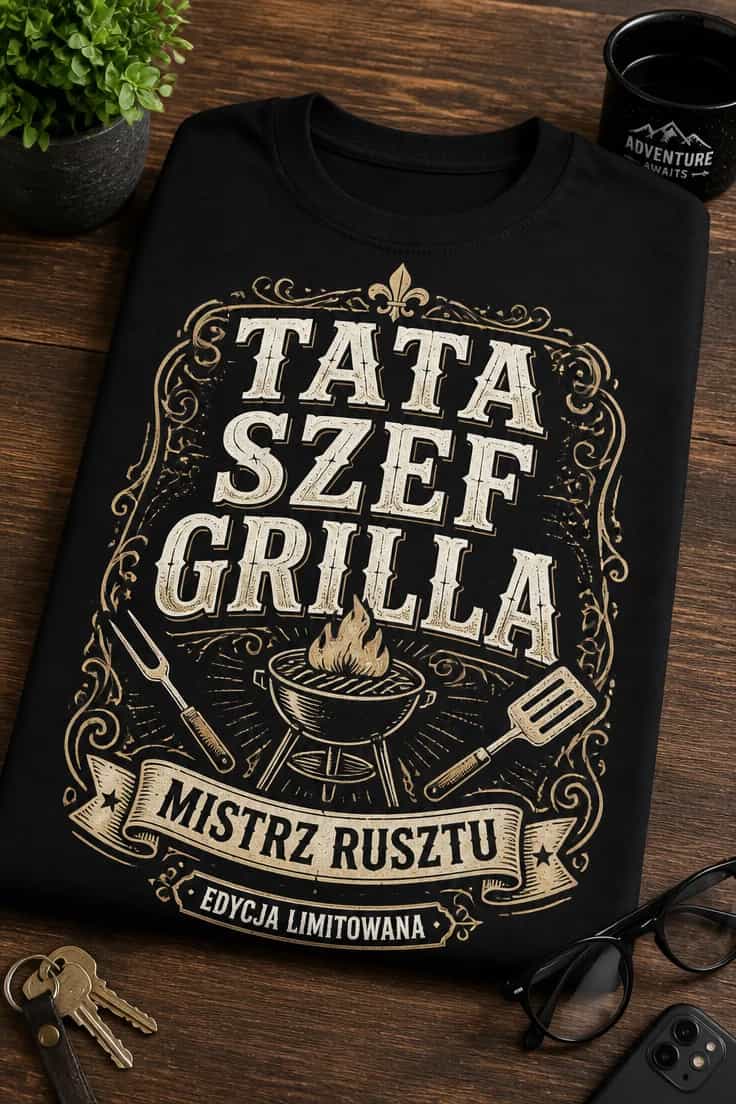 Koszulka tata szef grilla mistrz rusztu edycja limitowana