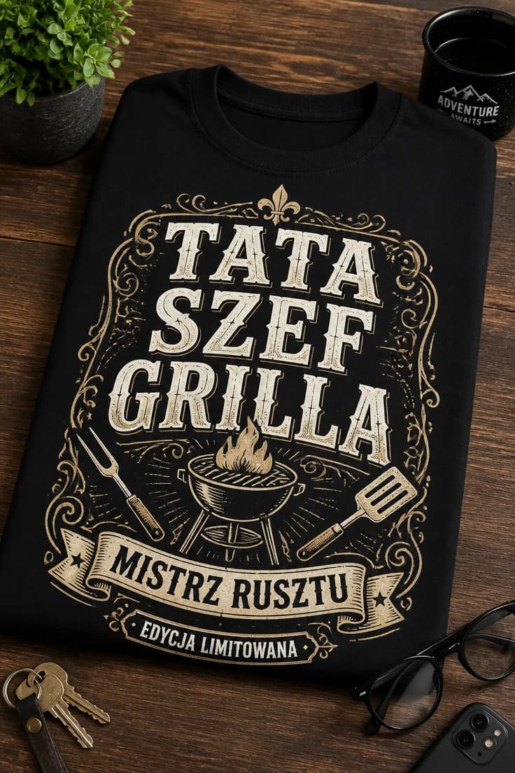 Koszulka tata szef grilla mistrz rusztu edycja limitowana