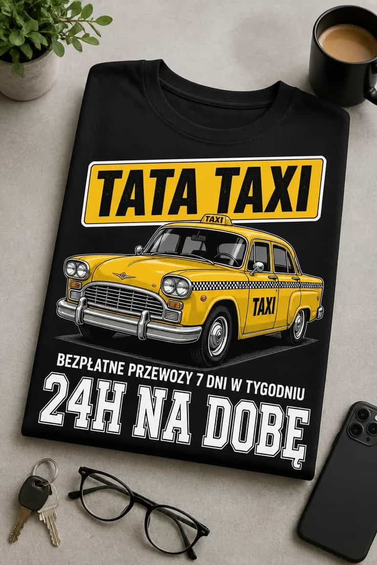 Koszulka tata taxi bezpłatne przewozy 24/7