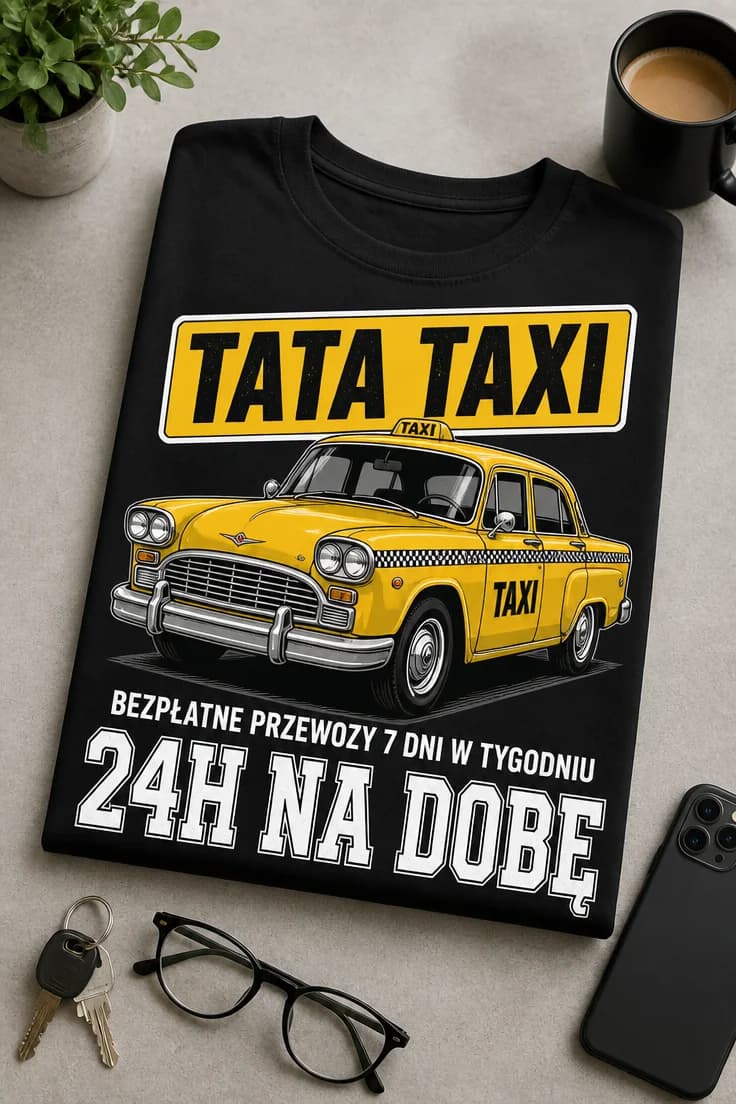 Koszulka tata taxi bezpłatne przewozy 24/7