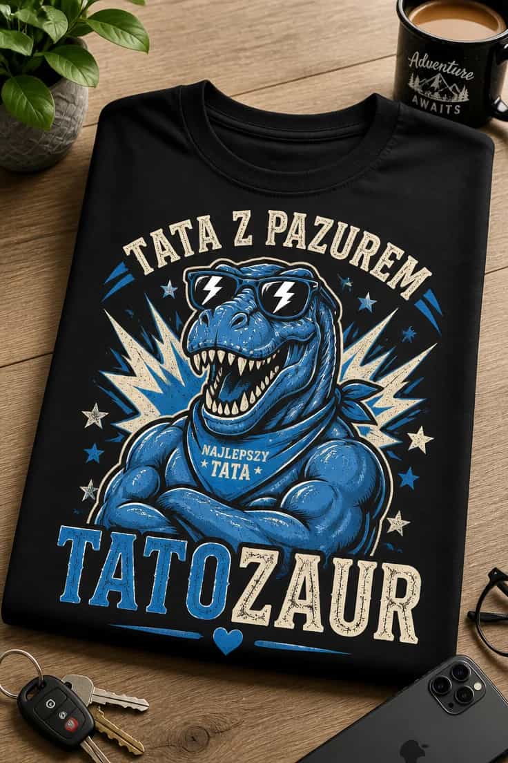 Koszulka dla taty – Tata Z Pazurem Najlepszy Tata Tatozaur
