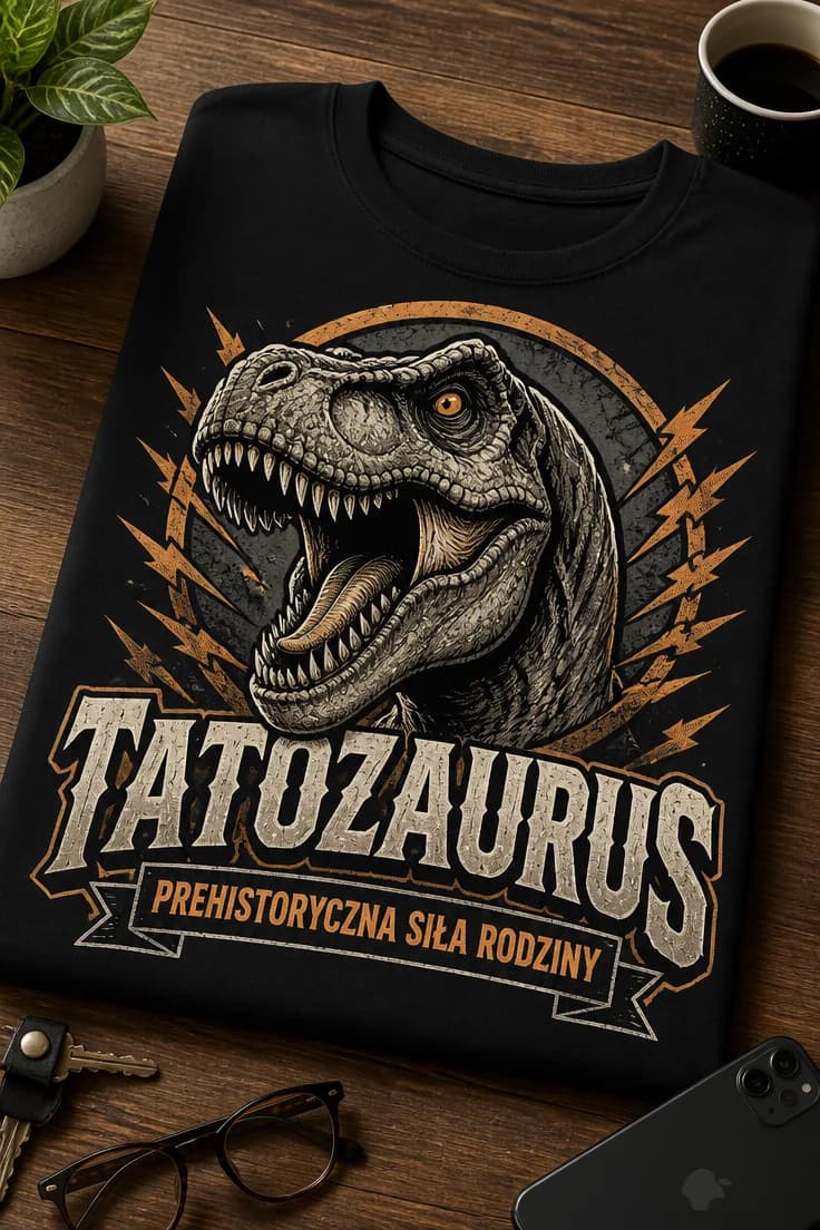 Koszulka dla taty – Tatozaurus Prehistoryczna Siła Rodziny