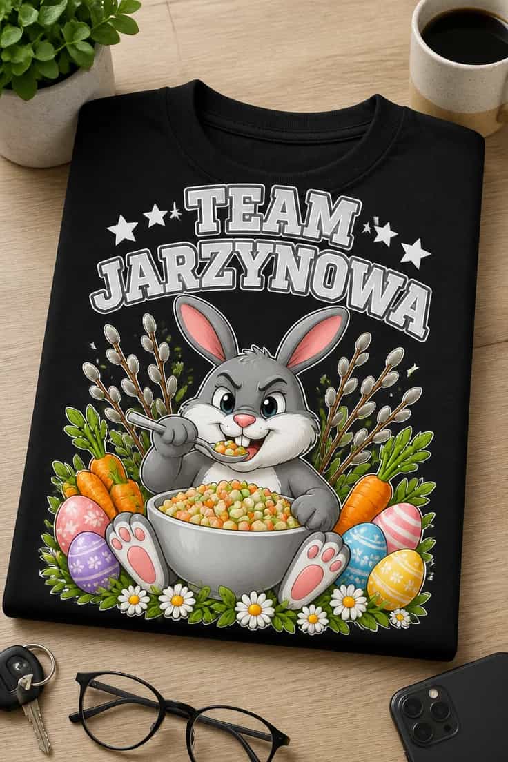Koszulka z krótkim motywem 1-3 słowa – Team Jarzynowa