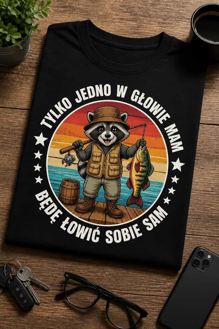 Koszulka dla wędkarza tylko jedno w głowie mam łowić sam
