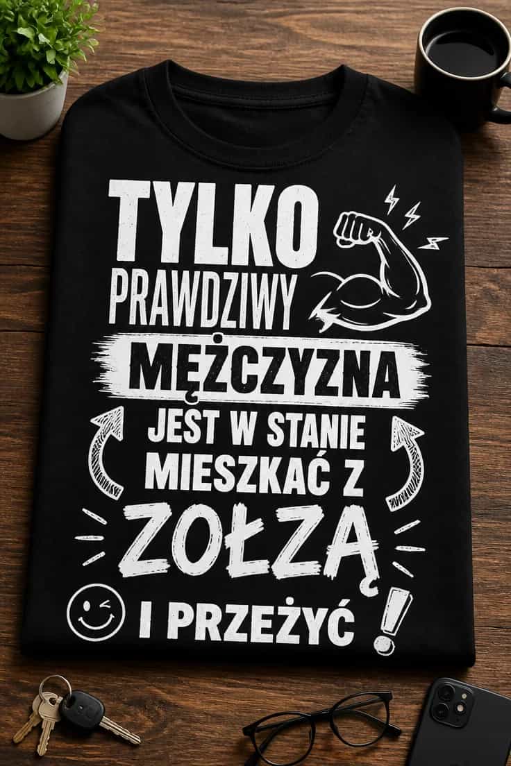 Koszulka dla męża prawdziwy mężczyzna mieszka z zołzą