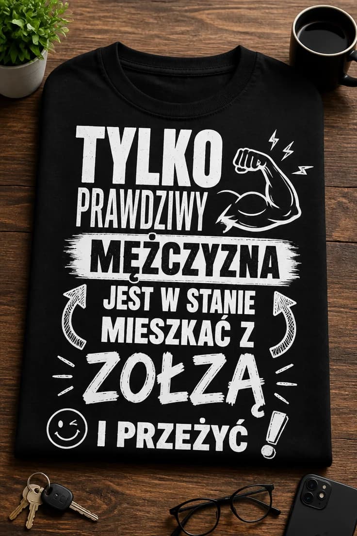 Koszulka dla męża prawdziwy mężczyzna mieszka z zołzą