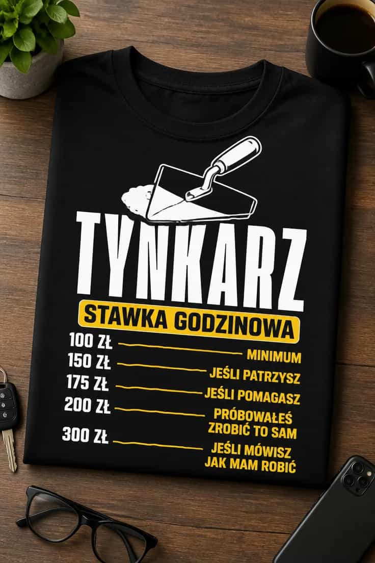 Koszulka tynkarz stawka godzinowa – zabawna lista cen