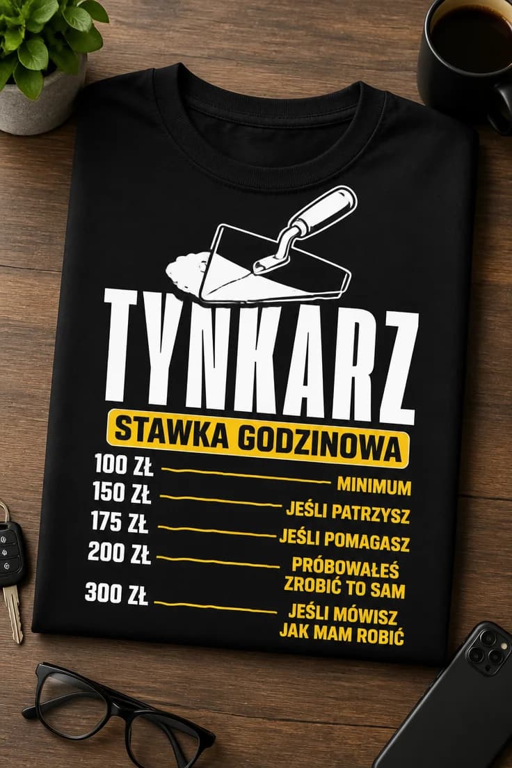 Koszulka tynkarz stawka godzinowa – zabawna lista cen