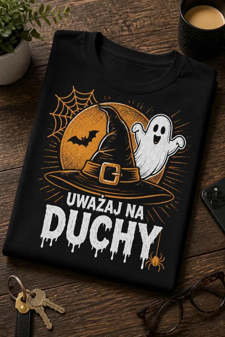 Koszulka z krótkim motywem – Uważaj Na Duchy
