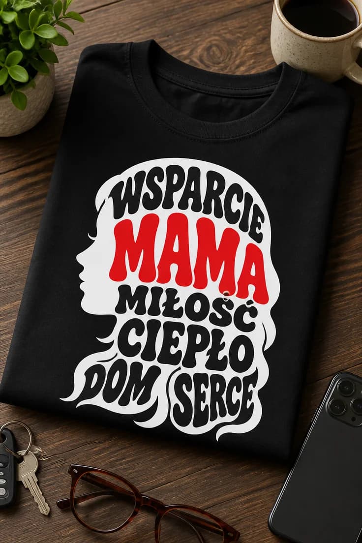 Koszulka dla mamy – Wsparcie Mama Miłość Ciepło Dom Serce