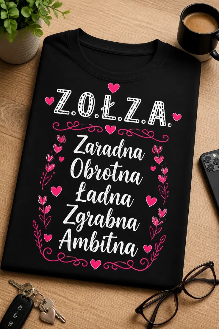 Koszulka z.o.ł.z.a. zaradna obrotna ładna zgrabna ambitna