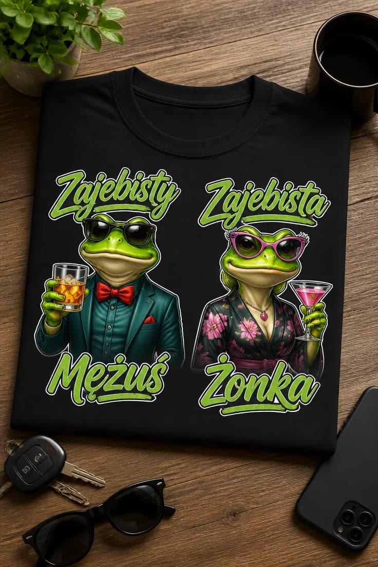 Koszulka dla małżonków – Zajebisty Mężuś Zajebista Żonka