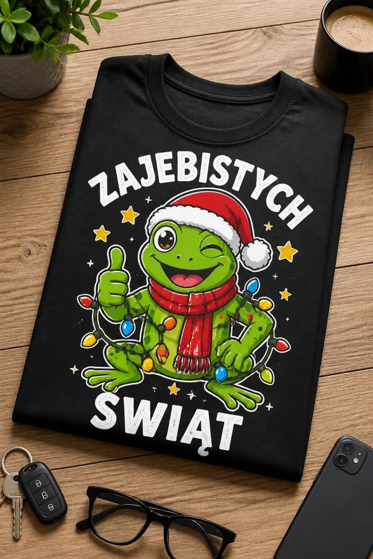 Koszulka z krótkim motywem – Zajebistych Świąt