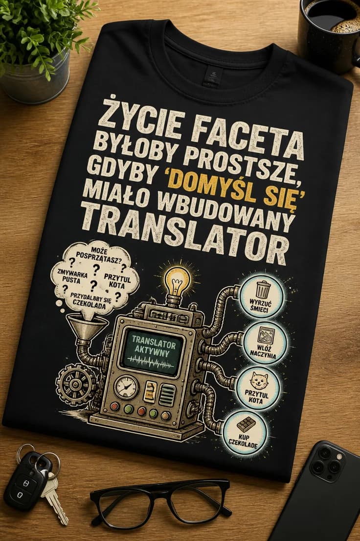 Koszulka życie faceta łatwiejsze z translatorem domyśl się
