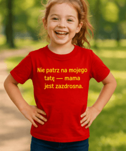 Koszulka dziecięca nie patrz na tatę mama zazdrosna