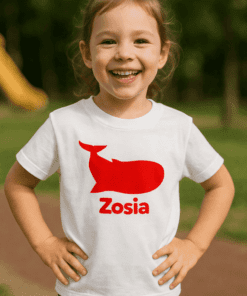 Koszulka dziecięca wieloryb z imieniem