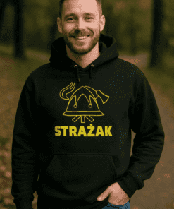 Śmieszna bluza z kapturem dla strażaka