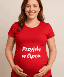 Śmieszna koszulka ciążowa przyjdę w lipcu