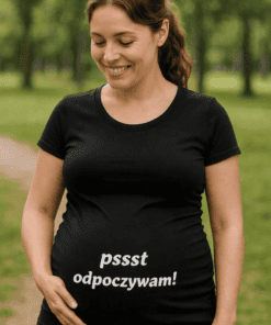 Śmieszna koszulka ciążowa pssst odpoczywam