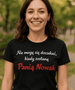 Śmieszna koszulka dla przyszłej pani z nazwiskiem