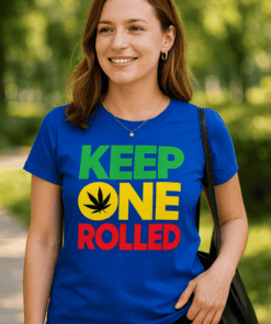 Śmieszna koszulka keep one rolled rasta style