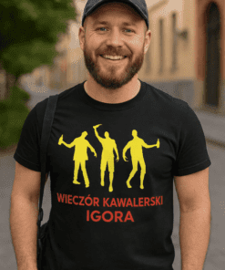 Śmieszna koszulka na wieczór kawalerski z imieniem