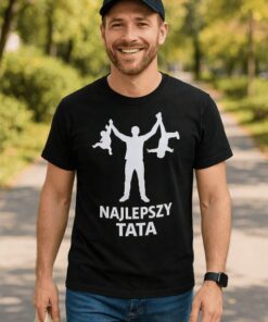 Śmieszna koszulka najlepszy tata z dziećmi