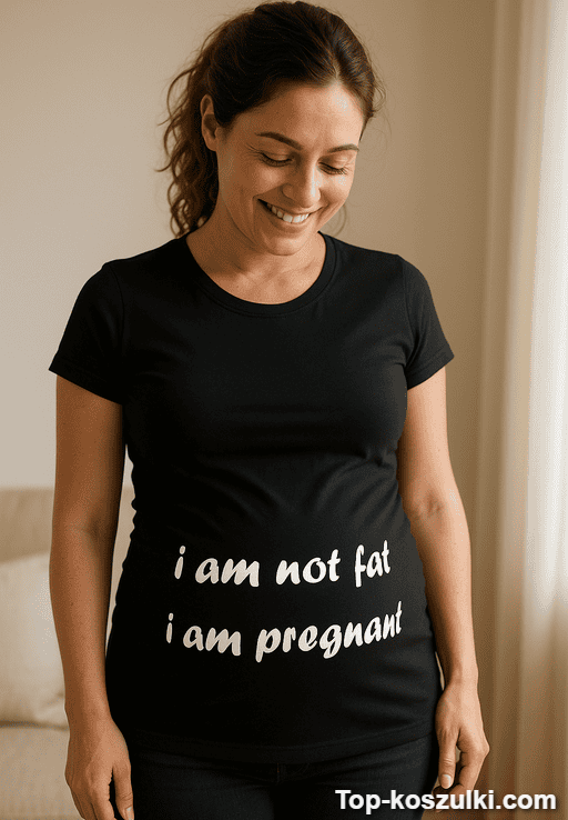 Śmieszna koszulka not fat just pregnant