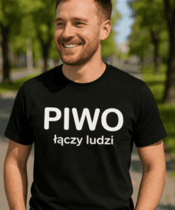 Śmieszna koszulka PIWO łączy ludzi