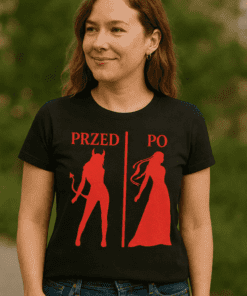 Śmieszna koszulka przed i po