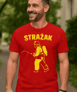 Śmieszna koszulka strażak