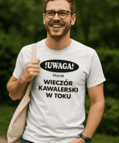 Śmieszna koszulka uwaga wieczór kawalerski