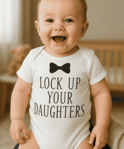 Śmieszne body niemowlęce lock up your daughters