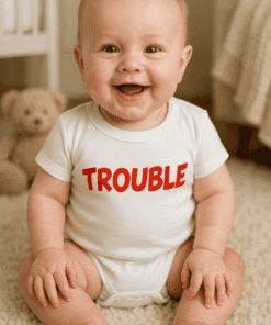 Śmieszne body niemowlęce TROUBLE