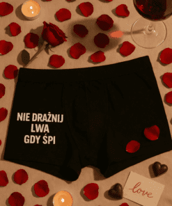 Śmieszne męskie bokserki Nie drażnij lwa gdy śpi