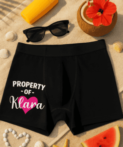 Śmieszne męskie bokserki property of z imieniem