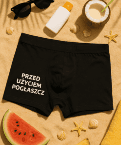Śmieszne męskie bokserki przed użyciem pogłaszcz