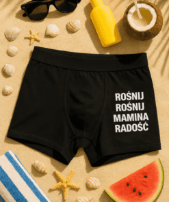 Śmieszne męskie bokserki rośnij rośnij mamina radość