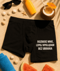 Śmieszne męskie bokserki Rozbierz Mnie Lepiej Wyglądam