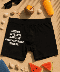 Śmieszne męskie bokserki uwaga wysokie napięcie