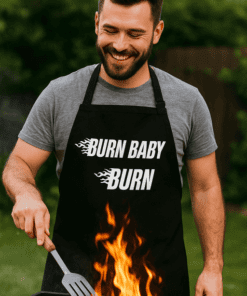 Śmieszny fartuch Burn Baby Burn