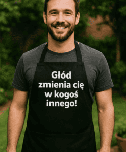 Śmieszny fartuch głód zmienia w kogoś innego