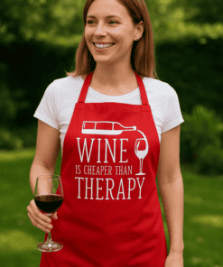 Śmieszny fartuch Wine Is Cheaper Than Therapy