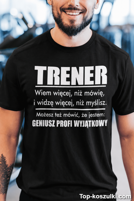Śmieszna koszulka trener geniusz profi wyjątkowy