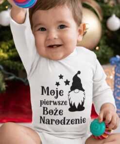 Śmieszne body niemowlęce moje pierwsze Boże Narodzenie